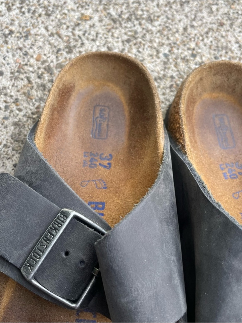 Birkenstock Arizona Soft Footbed Sandals Gray Leather Shoes Size 37 EU Womens 6 - Picture 11 of 16
